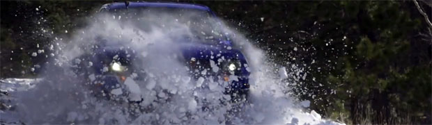Ford F-150 SVT Raptor Crashing Through Wall of Snow