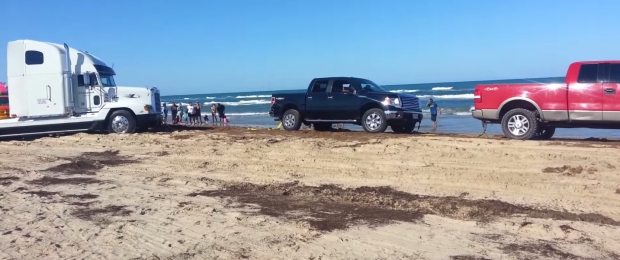 F-150 Saves Semi-Truck From Sandy Demise