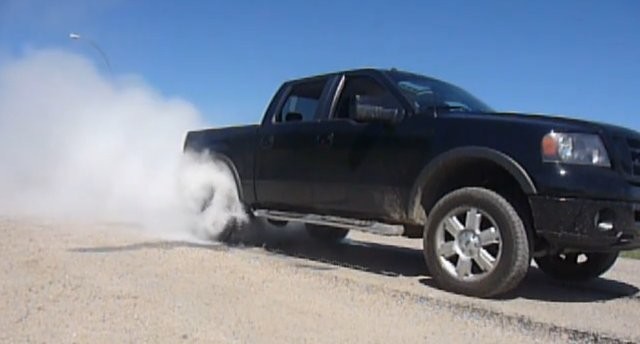 TIRE SMOKIN’ F-150 says Goodbye to Old Tires