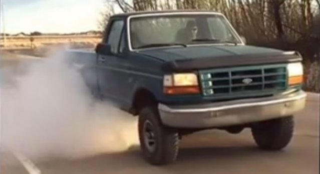 TIRE SMOKIN’ 1996 F-150 Sends a Tire Sky High