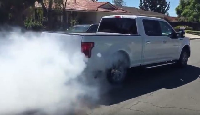 white 2015 f150 burnout