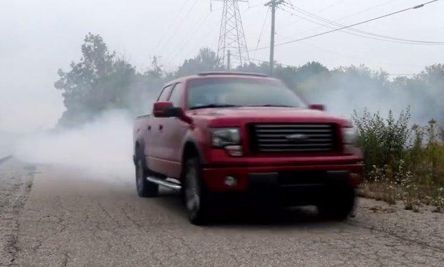 Watch a Ford F-150 Burnout and Donuts, Served Two Ways