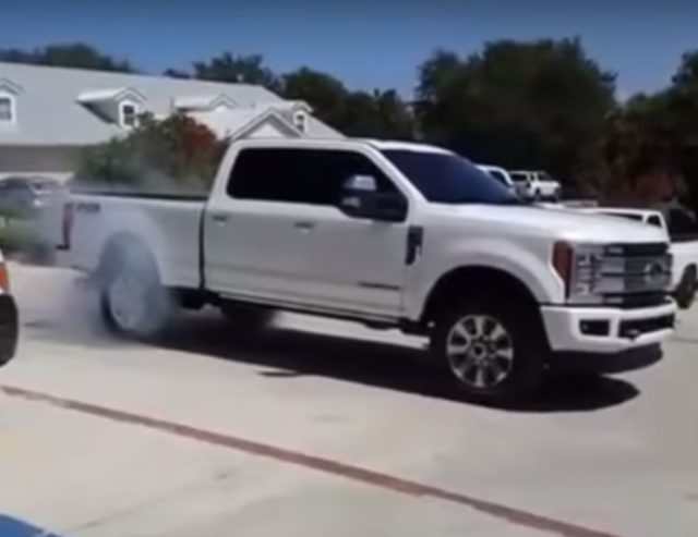 Guy Wastes No Time Roasting the Tires on His New 2017 Super Duty