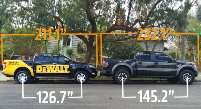 Standing the Ford Ranger and F-150 Next to Each Other