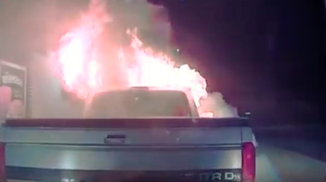 Police Saves Jack in the Box From Fire with Ford Truck