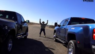 Ford, Chevy & Ram Dually Trucks Hit the Drag Strip! (Video)