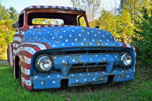 Classic Ford Pickup American Flag