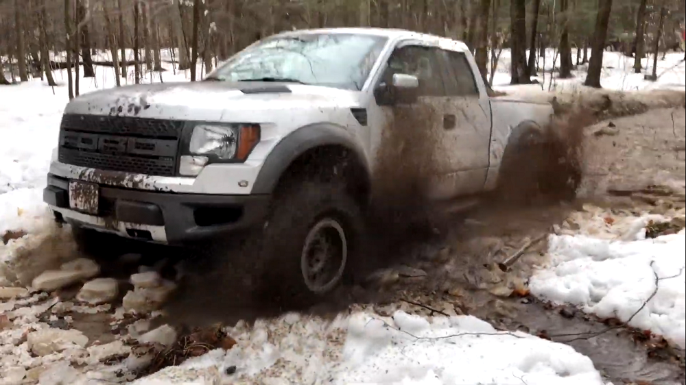 f150online.com First-Gen Raptor Conquers an Icy Bog and Helps Out a Jeep