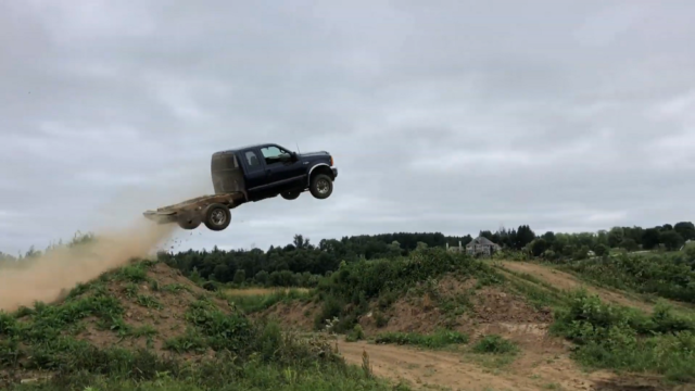 f150online.com YouTuber Sends an Old F-250 Super Duty Soaring Through the Sky