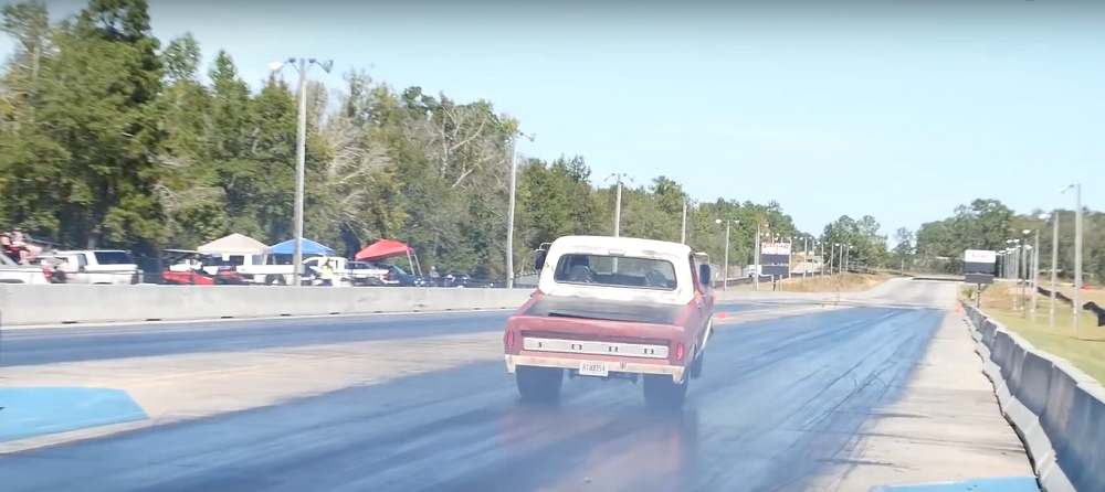 f150online.com Nitrous-Pumping Ford F-100 Pops a Wheelie Off the Line