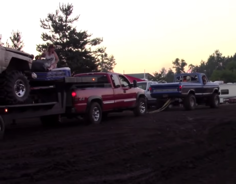 f150online.com Classic Ford Truck Rescues a Modern GMC...That's Towing a Jeep
