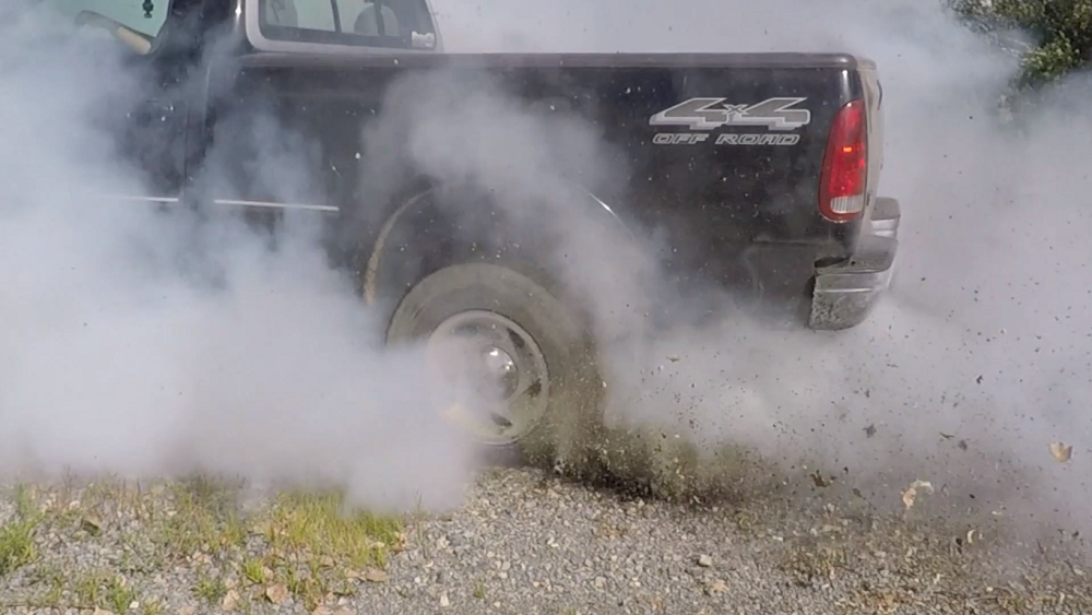f150online.com F-150 Owner Does Such a Brutal Burnout That He Pops a Tire