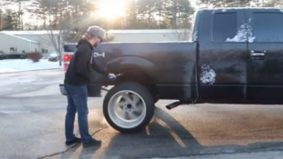 f150online.com Dude Uses F-150 Burnout to Crack Open Cold One