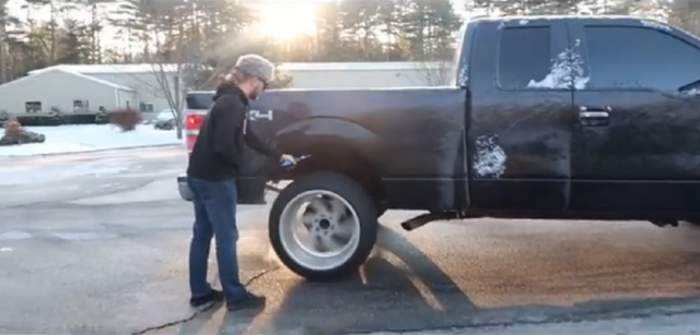 f150online.com Dude Uses F-150 Burnout to Crack Open Cold One