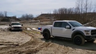 f150online.com F-150 Raptor Helps Fellow Ford Truck Get Out of Sticky Situation