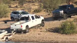 f150online.com Ford F-350 Rescues Stuck F-250...But Not Its Boat